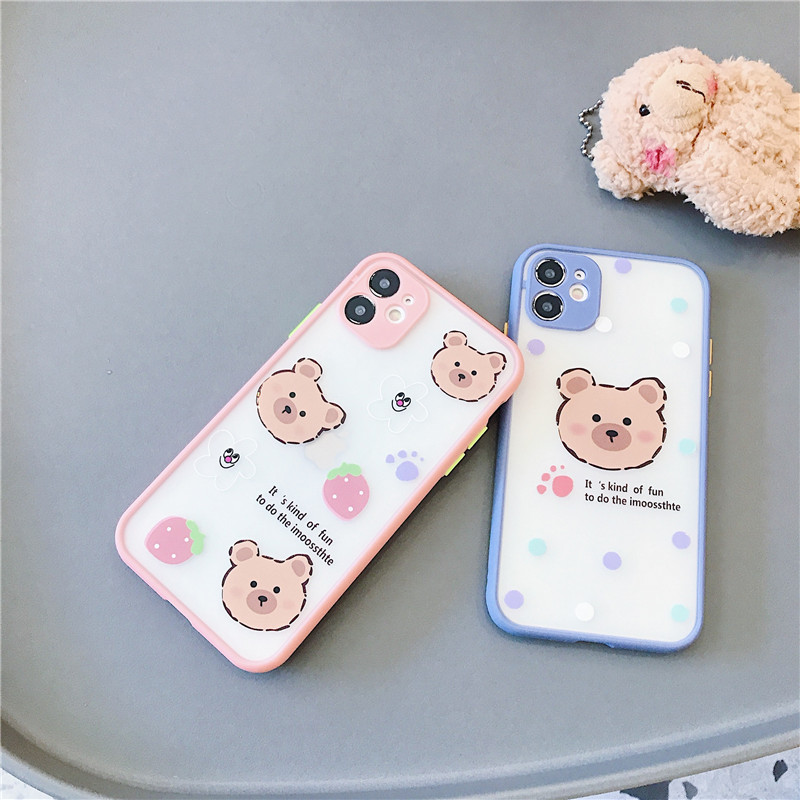 Ốp Lưng Nhám Chống Sock Va Đập Bảo Vệ Camera Bear Face
