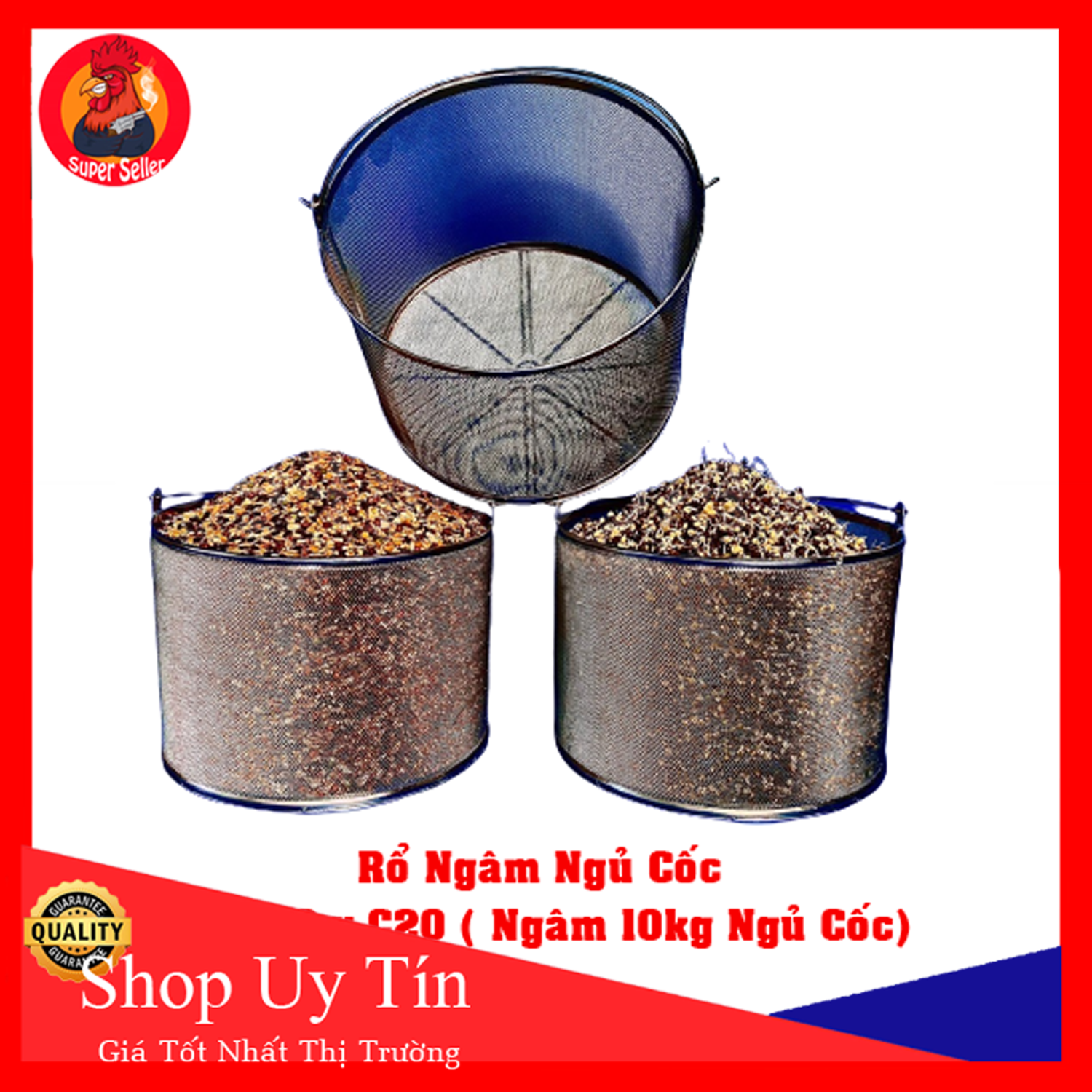 Rổ ngâm ngủ cốc, lúa size 30-20 cho gà đá