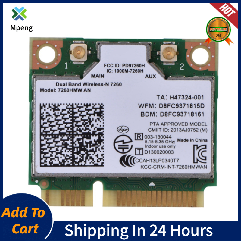 Bảng giá 【Hot Sale】Thẻ Wi-Fi Không Dây Intel 7260AN 7260HMW Mini PCI-E 300M Bluetooth 4.0 Băng Tần Kép Phong Vũ