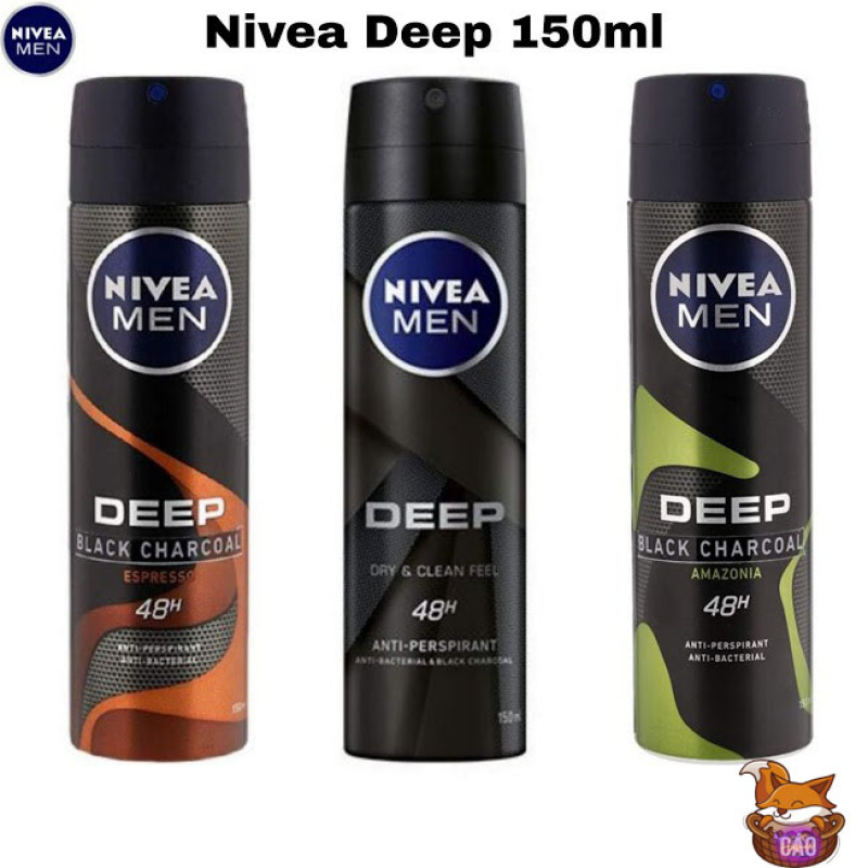 Xịt khử mùi nam Nivea men 150ml - Deep Espresso,Deep Amazonia,Deep Dry & Clean Feel nhập khẩu