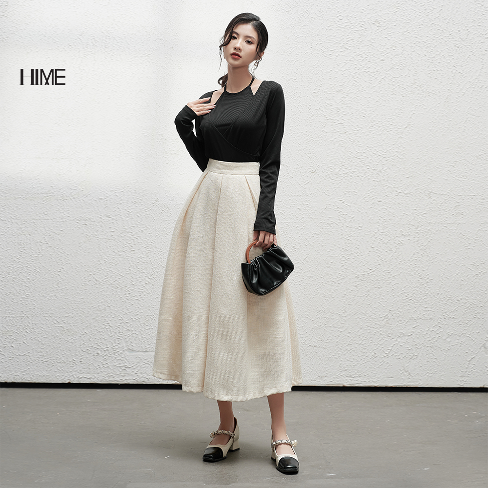 Chân váy midi xếp ly HIME H145