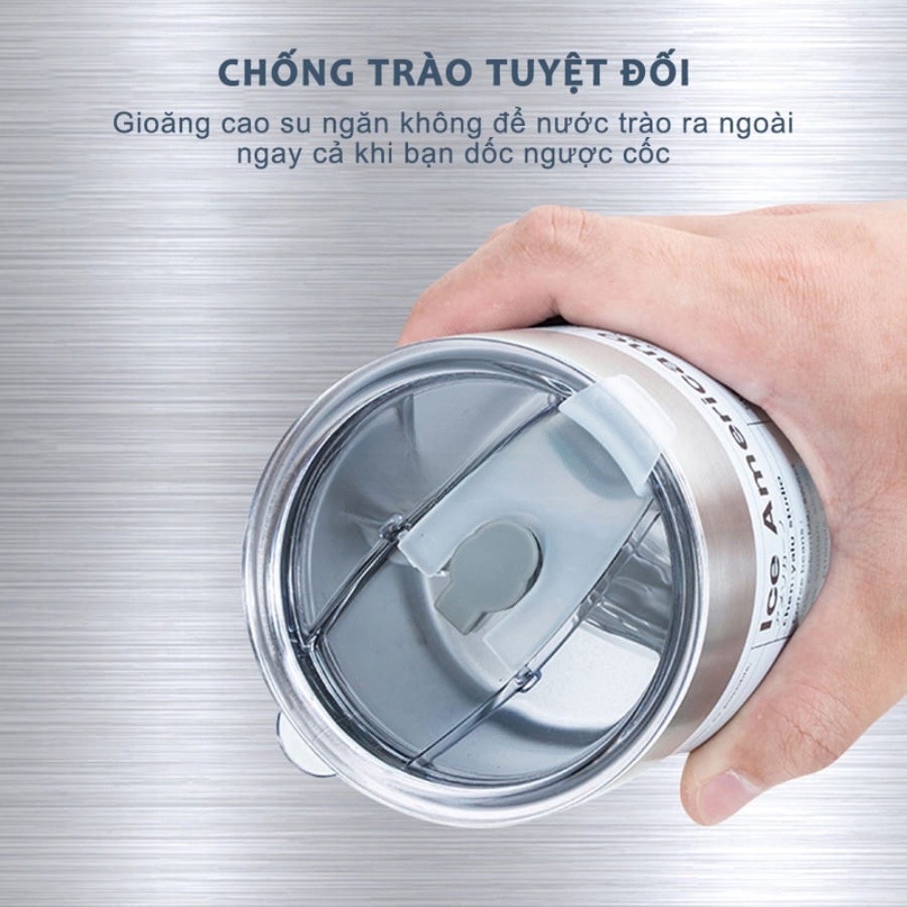 Cốc Giữ Nhiệt Iced Americano Inox 304 Dung Tích 600ml Có Tặng Kèm Ống Hút, Giữ Nhiệt 6-8 Tiếng Thiết Kế Sang Trọng, Có Nắp Chống Tràn Bình Giữ Nhiệt Bình Nước Ly Giữ Nhiệt Binh Nước Giữ Nhiệt Bình Nước Học Sinh Bình Nước