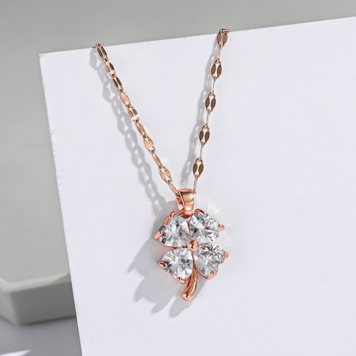 Pendant grass 4 leaf bring good luck-the standard titanium color ball beauty-commitment 1 Đổi 1 if black and rust