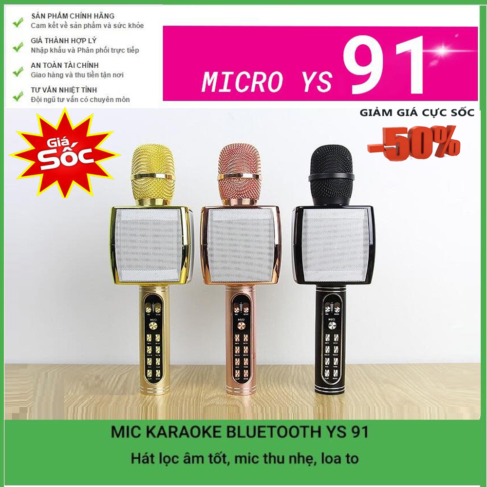 Micro karaoke bluetooth không dây Mic Karaoke Gia Đình Micro hát Karaoke cực hay YS-91 phiên bản mới nhất 2020 3in1 tích hợp loa Bluetooth Âm thanh cực đỉnh.Hát Cực Hay- Hát Cực Hay BH 1 đổi 1.