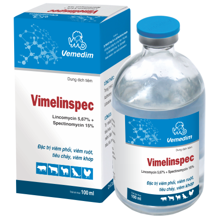 2 CHAI VIMELINSPEC chai 10ml (vime linspec) thuốc trị viêm phổi, viêm ruột, viêm khớp, khò khè, xổ mũi, tiêu chảy cho gà đá