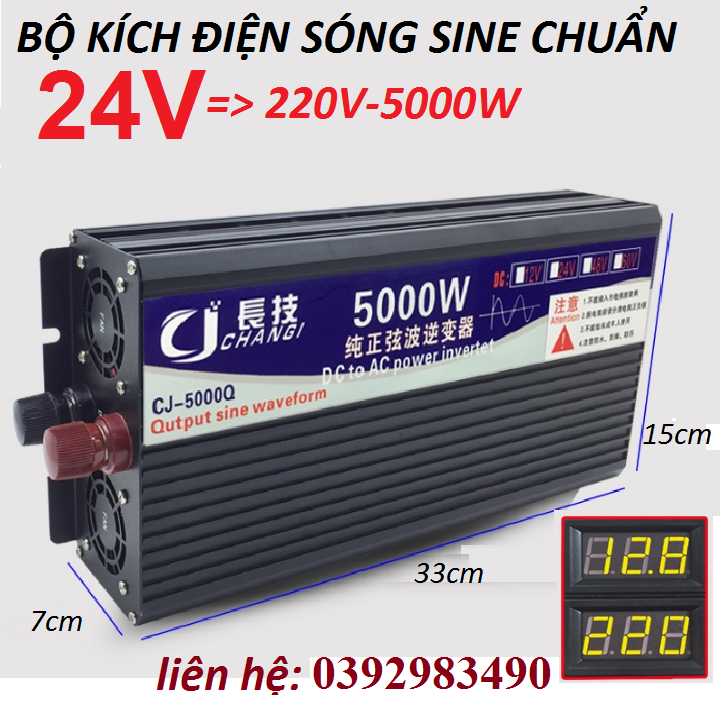 BỘ KICH ĐIỆN 24V -220V - 5000W Sóng Sin Chuẩn -phụ kiện chuyên dành cho xe ô tô