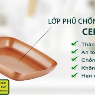Chảo vuông SUPER CHEF tráng men Caramic cao cấp đáy từ 24cm
