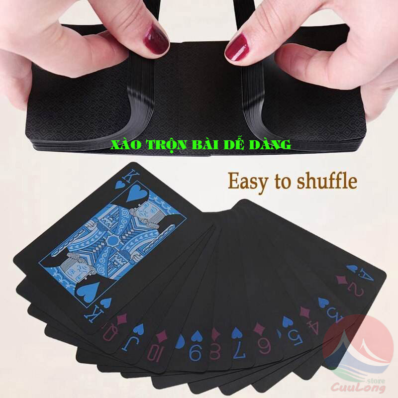 Bộ Bài Tây Nhựa PVC Chống Thấm Nước Chơi Bài Ảo Thuật Phi Bài, màu đen xanh vàng đỏ mềm tú lơ khơ bằng plastic CuuLongstore