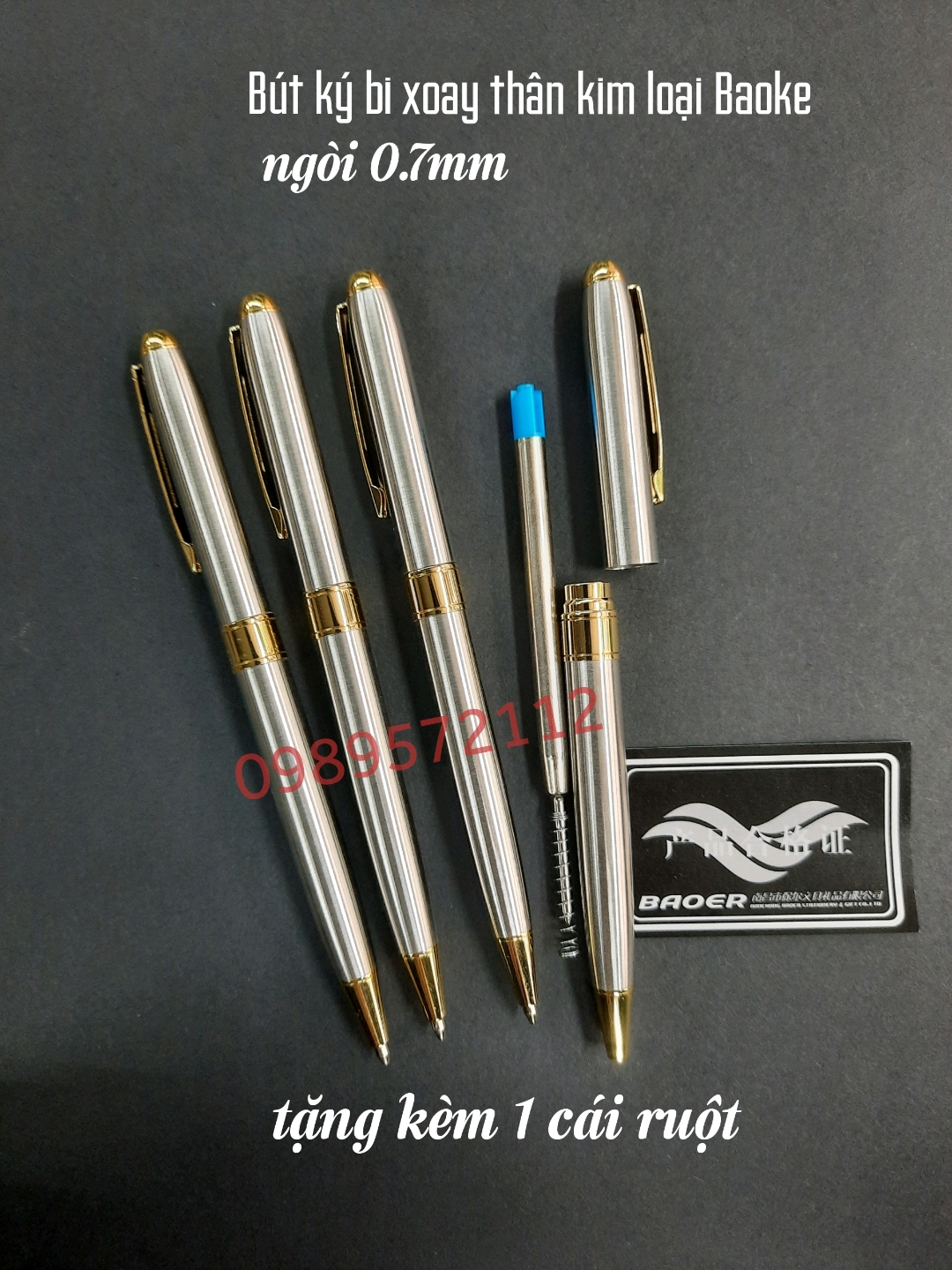 Bút ký bi xoay thân kim loại Baoke