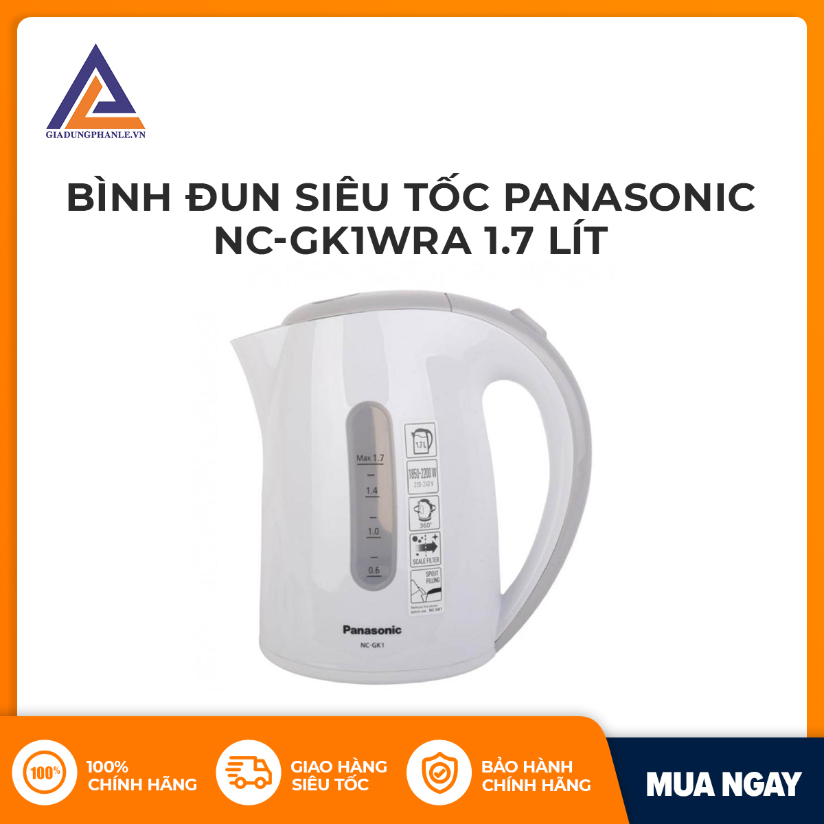 Bình đun siêu tốc Panasonic NC-GK1WRA 1.7 lít