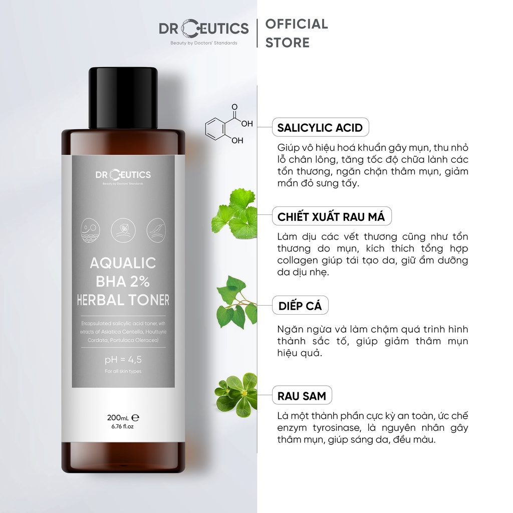Toner DrCeutics 2% BHA Làm Sạch Và Cân Bằng Da
