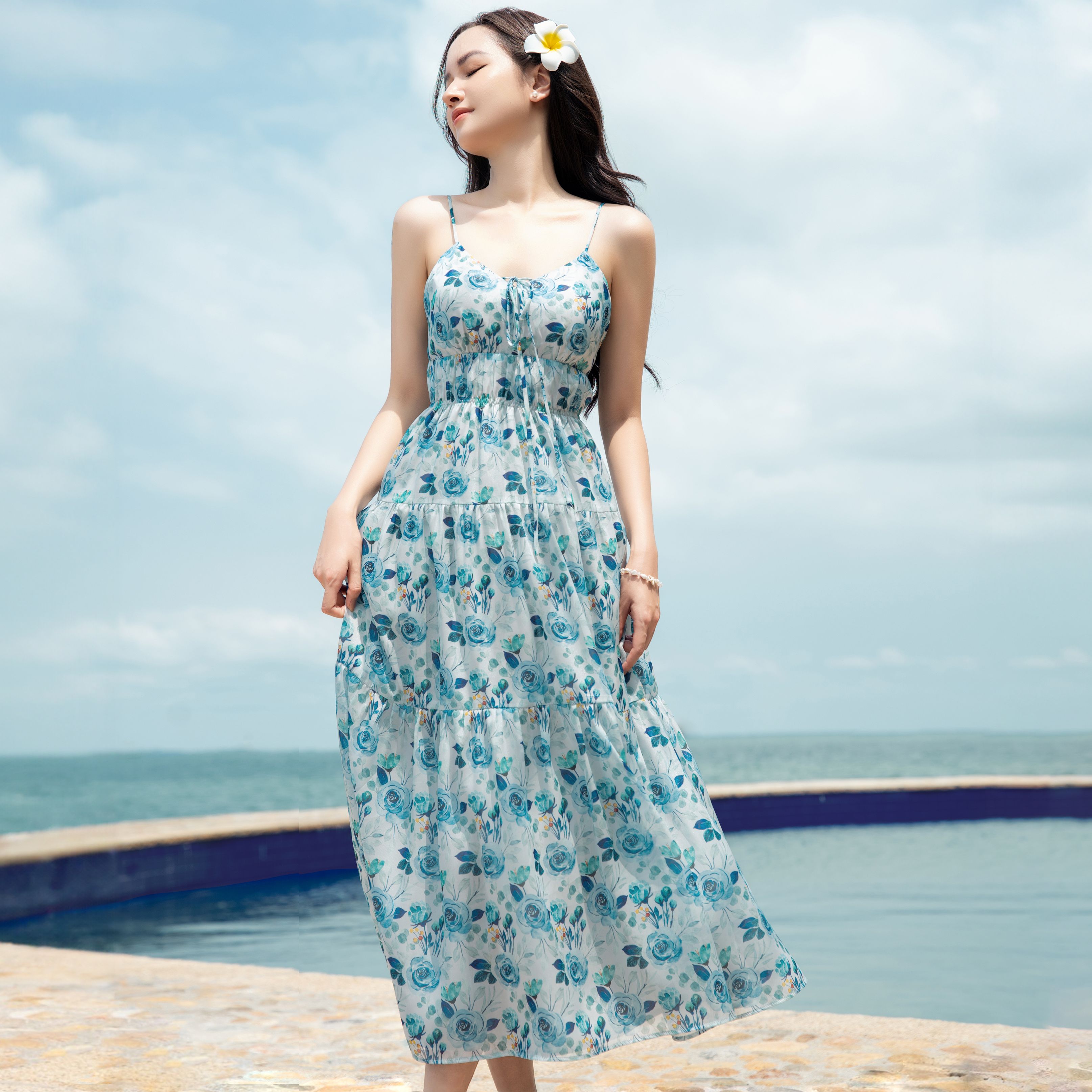 OLV - Đầm maxi đi biển Evalyn Floral Dress