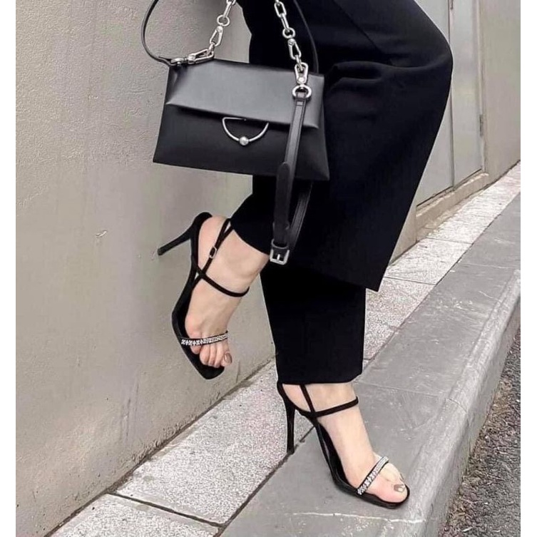 Giày Cao Gót siêu xinh Mũi Nhọn Thời Trang Phối Dây Gót Nhọn 9cm HH60