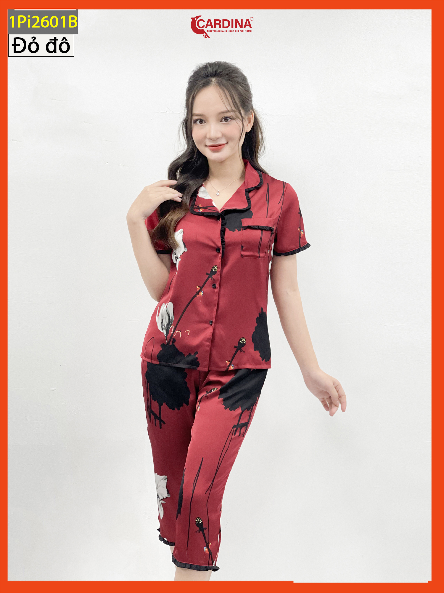 Đồ Bộ Pijama Nữ 𝐂𝐀𝐑𝐃𝐈𝐍𝐀 Chất Lụa Satin Nhật Họa Tiết Tinh Tế 1Pi26