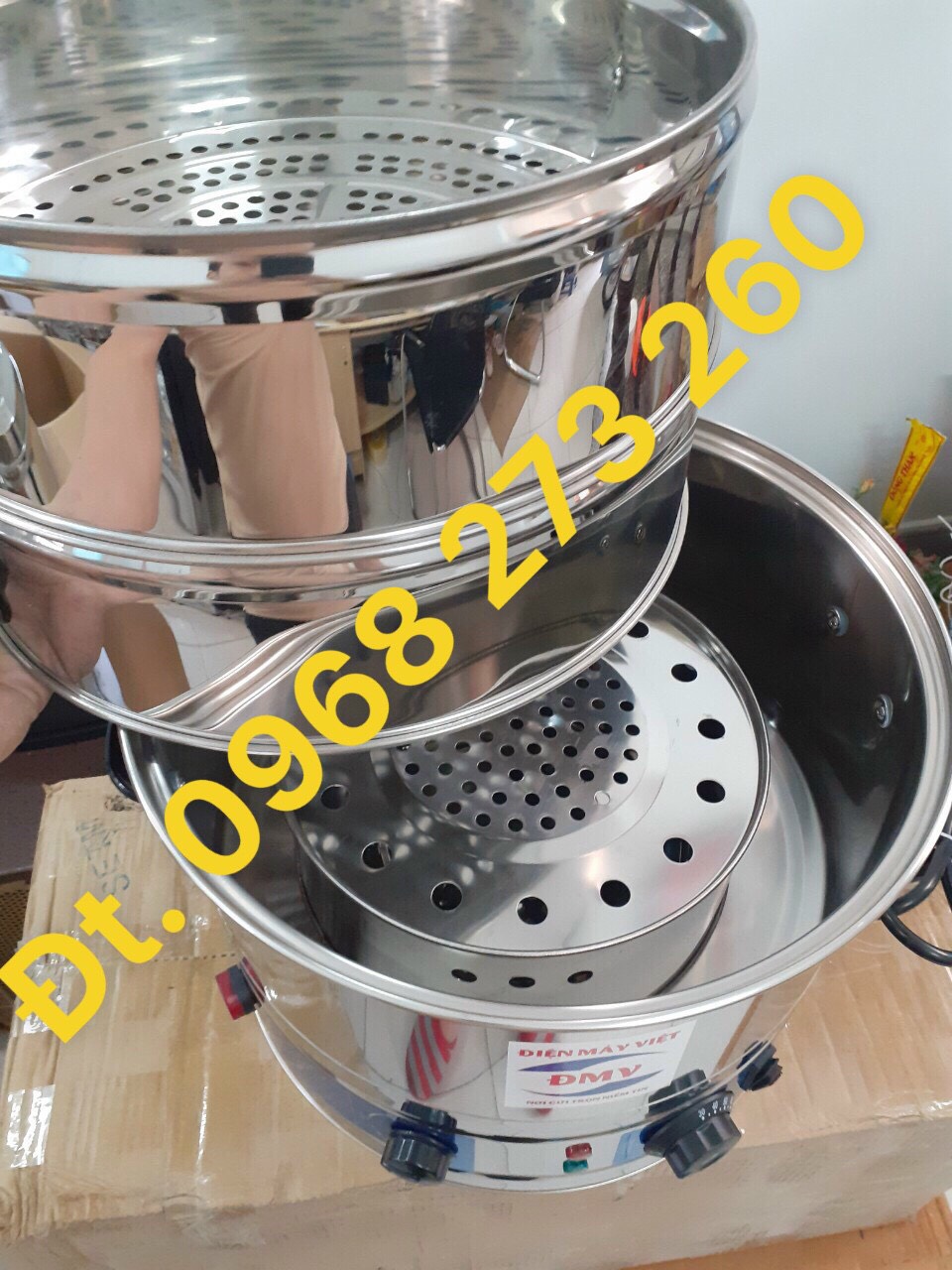 Nồi hấp bánh bao chạy điện size 35Cm 3 tầng hấp (INOX)