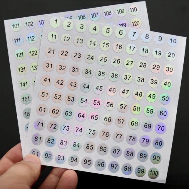 Tem dán số chai sơn móng từ số 1-100 (Miếng)