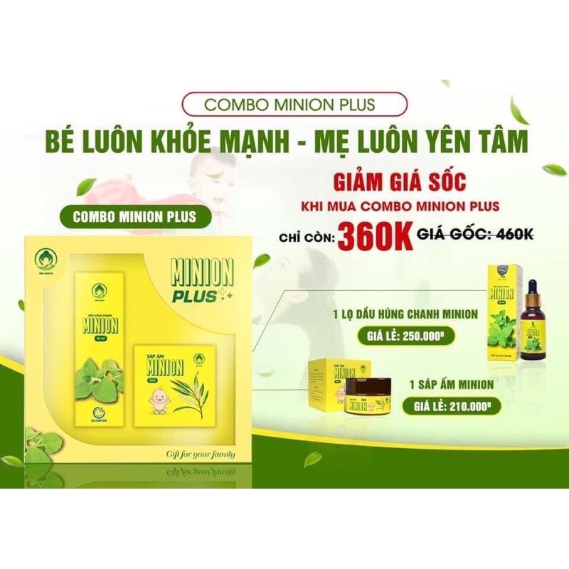 COMBO TINH DẦU HÚNG CHANH MINION PLUS  ( 1 DẦU HÚNG CHANH + 1 SÁP ẤM ) LẠC LẠC
