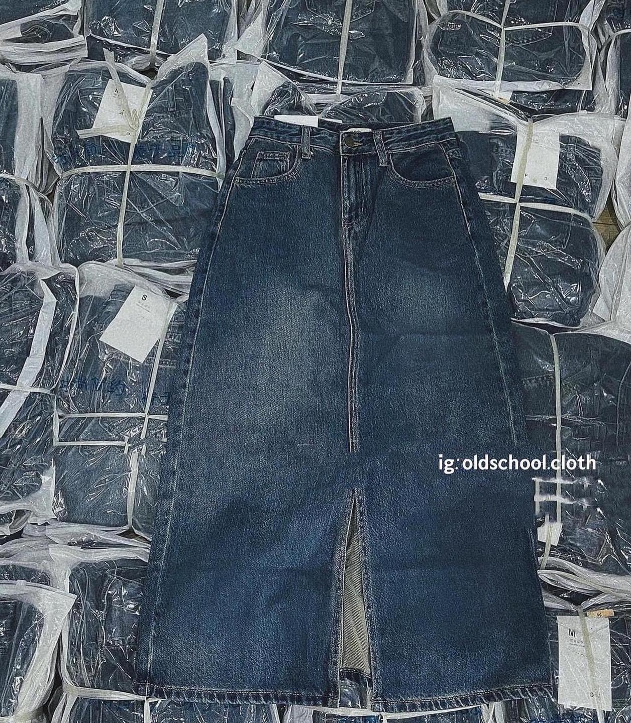 Chân váy jeans xẻ tà Ulzzang