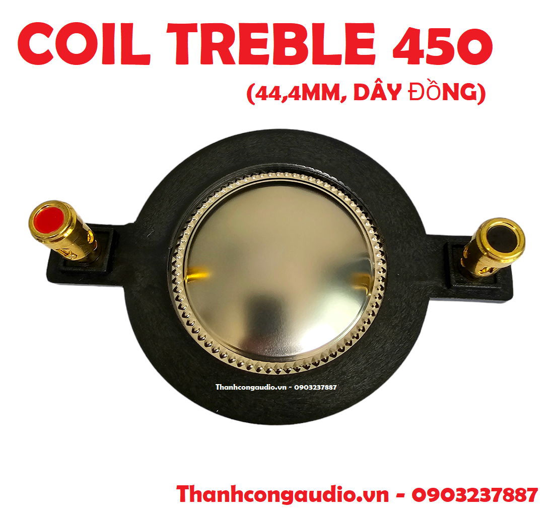 Coil treble 450 – côn loa trép 44.4mm tròn, có cọc bấm - màng titan - thay loa treble. dây đồng nguyên chất