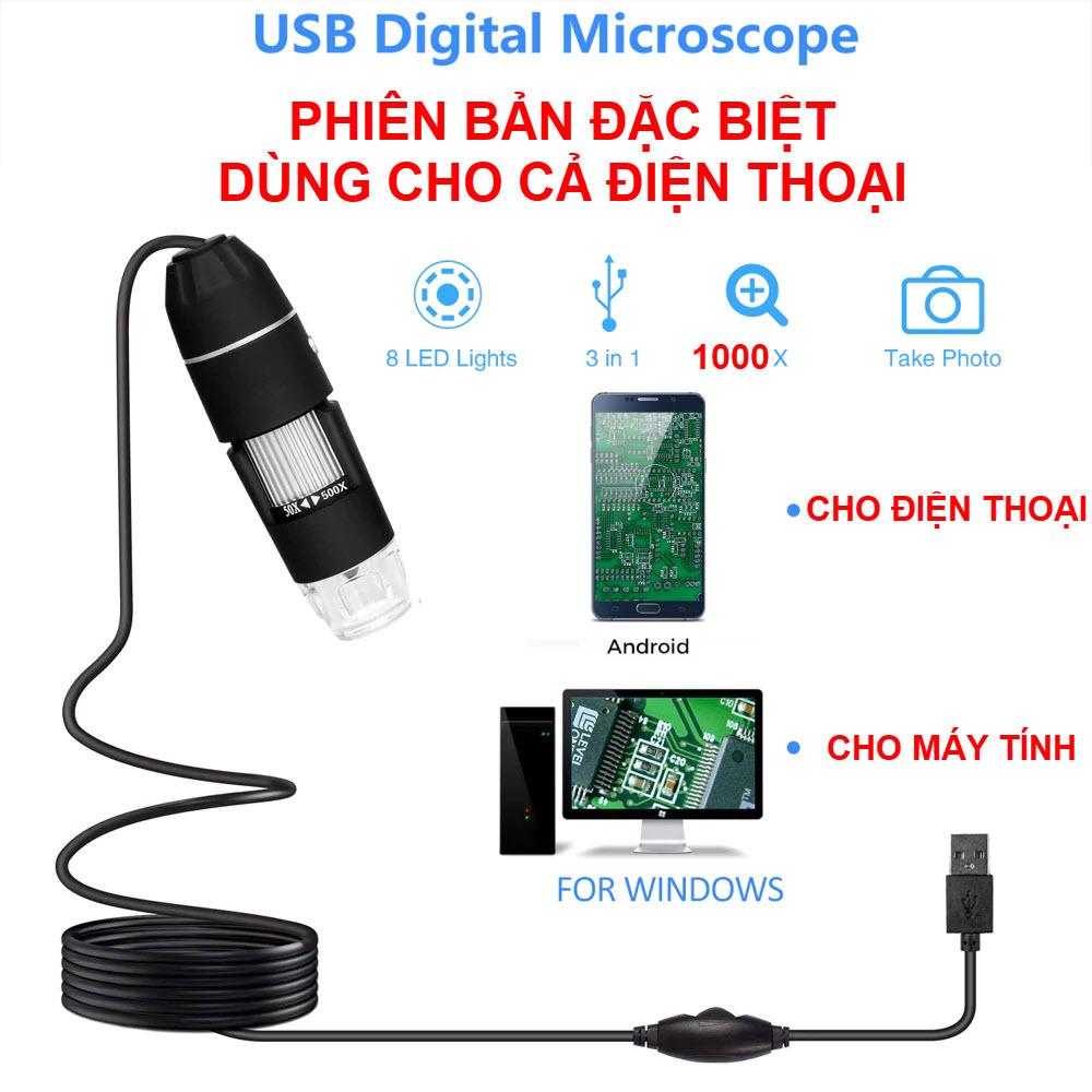 1000X 8LED Zoom Kỹ Thuật Số Kính Hiển Vi Điện Tử Cầm Tay USB Camera Nội Soi Dùng Cho Máy Tính, Điện Thoại
