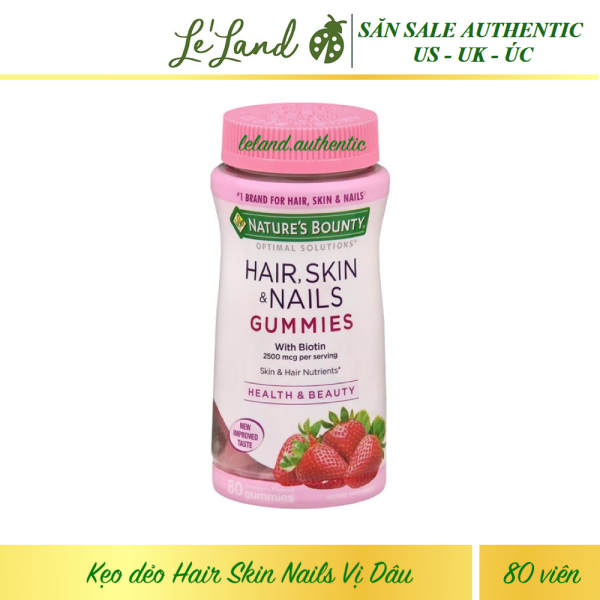 [HCM]Bill US - Sale 50% - Kẹo dẻo hair skin nails nổi tiếng của Natures Bounty vị dâu