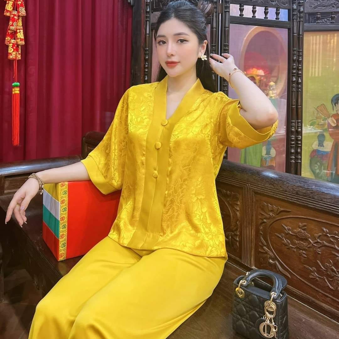 Mẫu Pháp Phục Bà Lai Lụa Gấm Cao Cấp Đi Lễ Chùa