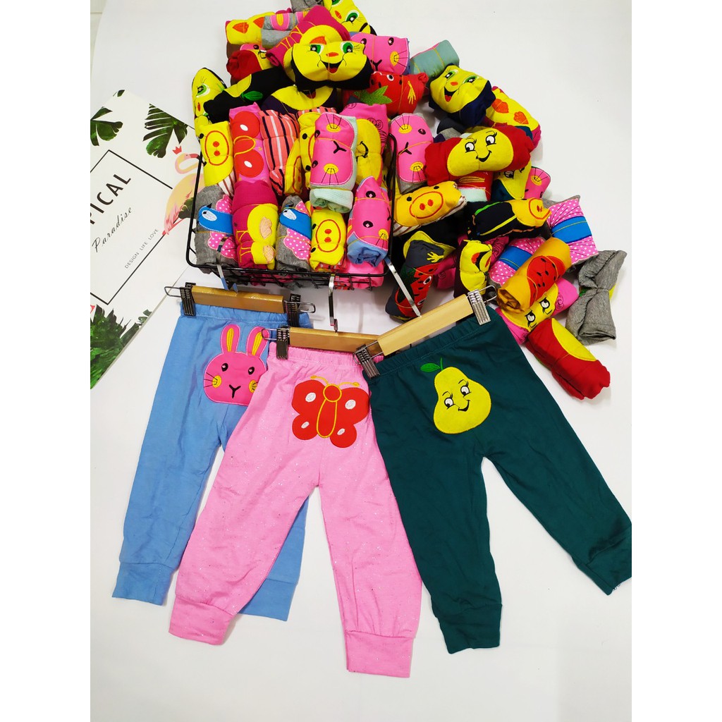 Quần dài thu đông thêu mông thú cho bé trai bé gái 7-17kg
