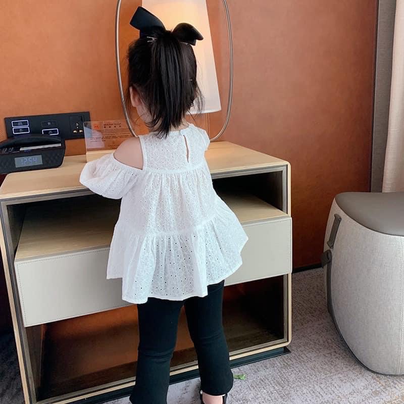 Áo trễ vai babydoll cho bé gái ( hàng sẵn,chất vải thô mát)