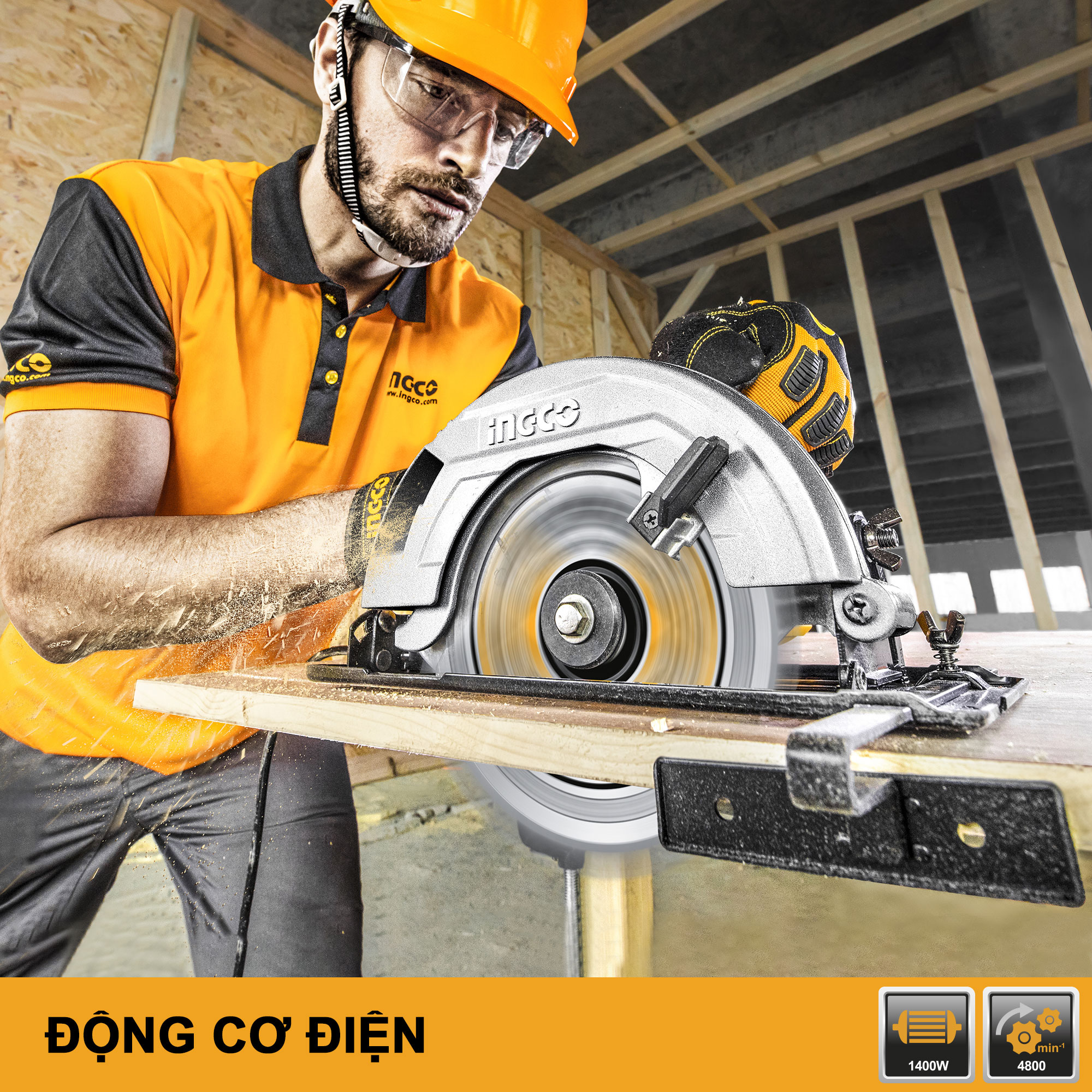 Máy cưa đĩa tròn INGCO CS18538 công suất 1400W