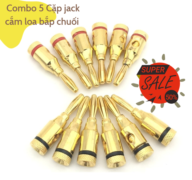 Combo 5 Cặp jack cắm loa bắp chuối cao cấp - Hàng chính hãng