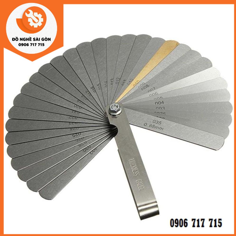 Thước căn lá 32 miếng bằng inox để đo độ dày khe hở