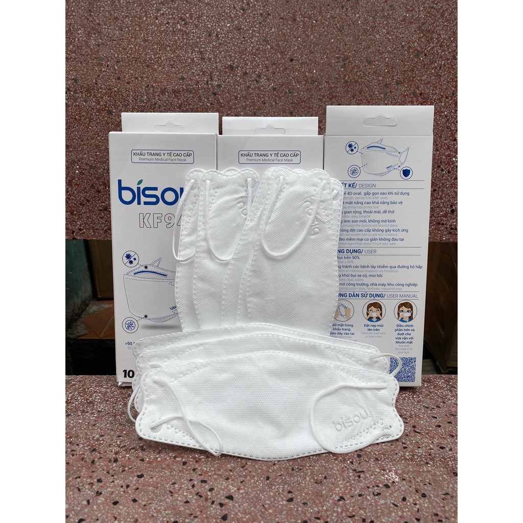 [HCM](Hộp 10 cái) Khẩu trang y tế cao cấp Bisou KF94