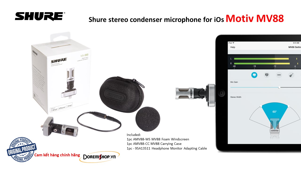 Shure Condenser Microphone cho iOs Motiv MV88