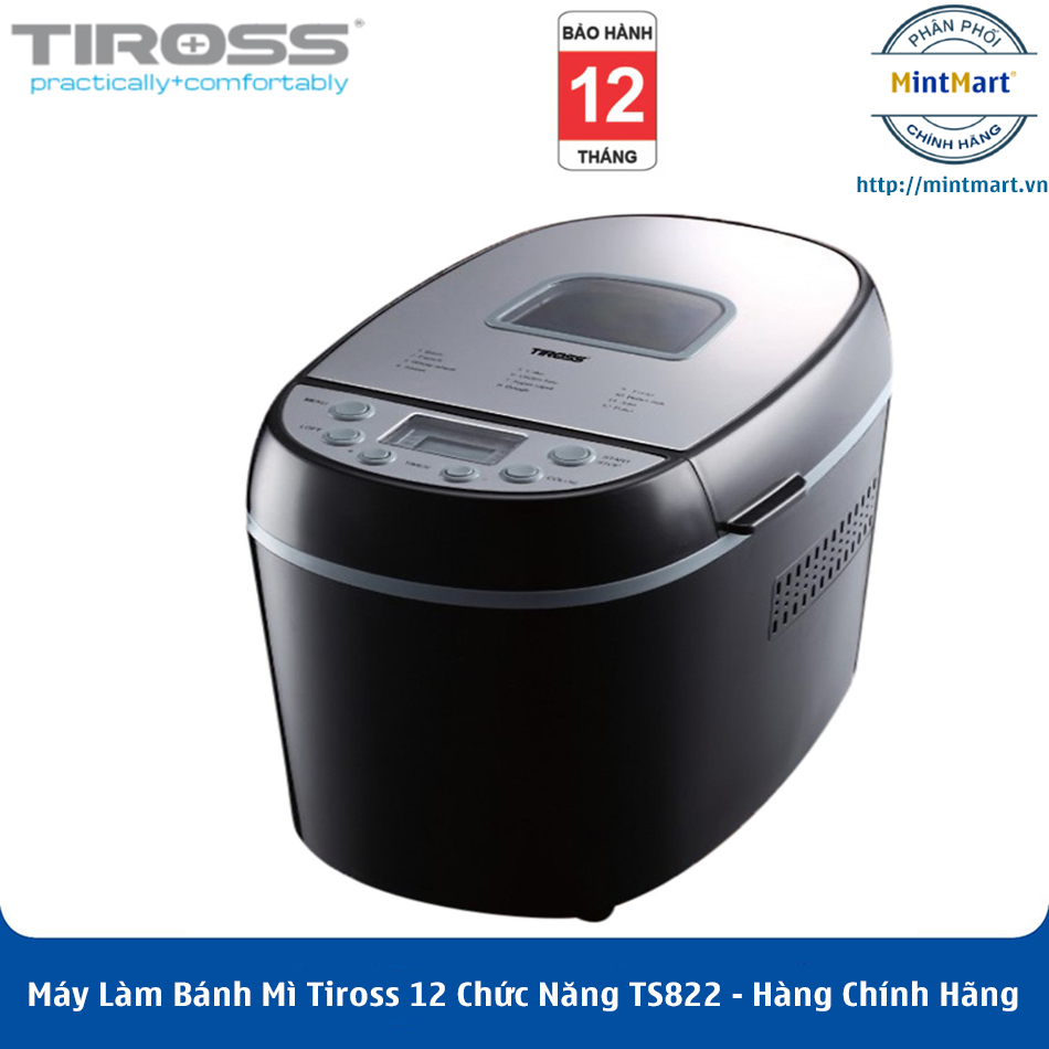 Máy Làm Bánh Mì Tiross 12 Chức Năng TS822 - Hàng Chính Hãng