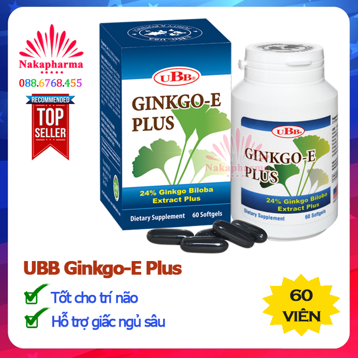 Viên bổ não UBB Ginkgo-E Plus – Giảm thiểu năng tuần hoàn não, ngừa suy giảm trí nhớ, rối loạn tiền đình, giấc ngủ