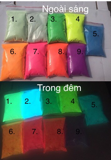 BỘT DẠ QUANG GÓI 10GR  CÁC MÀU PHÁT SÁNG