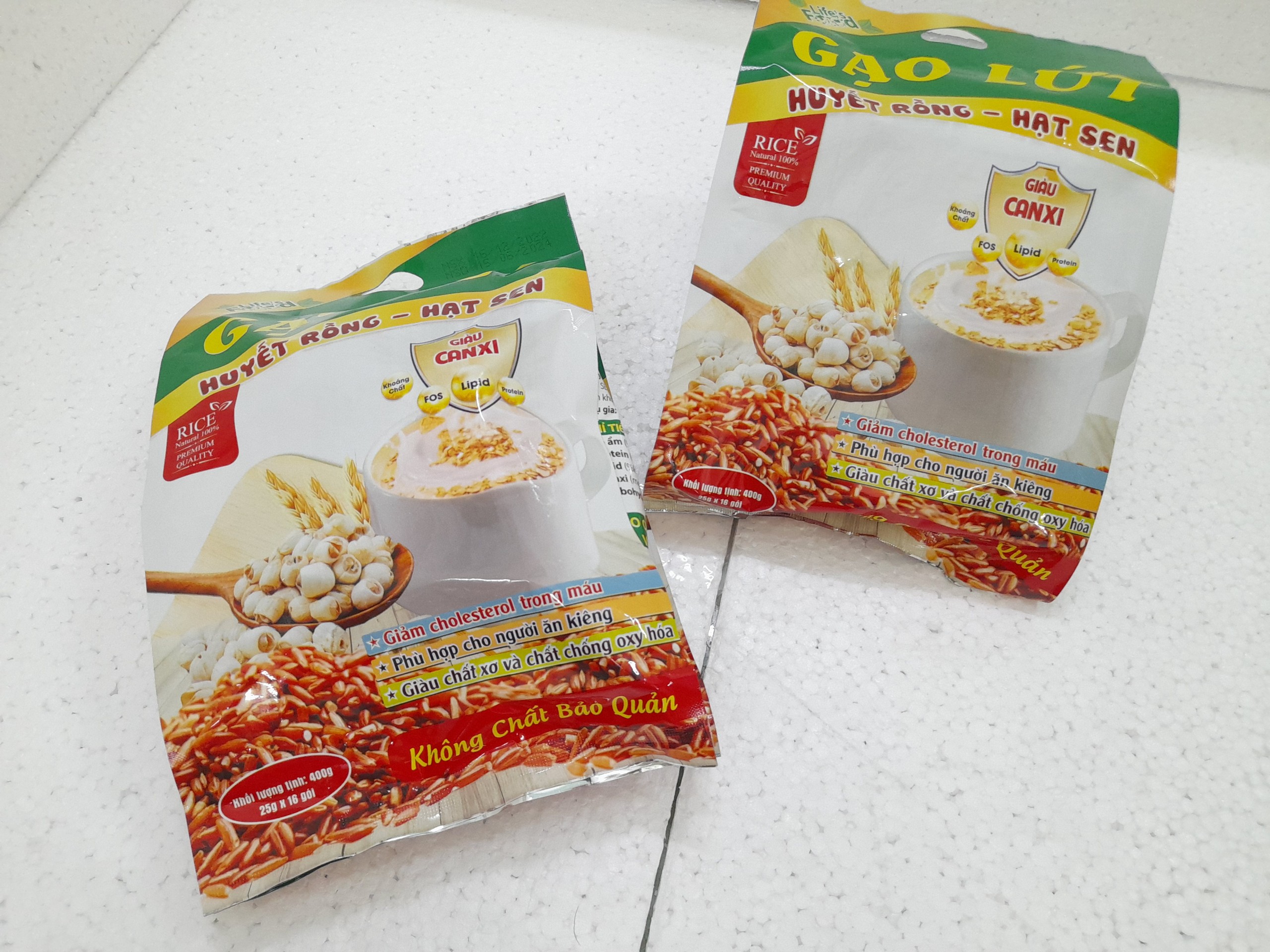 [ăn kiên] Bột ngũ cốc gạo lức huyết rồng Life’s Food hạt sen Canxi giàu chất xơ chống Oxy hóa phù hợp người ăn kiêng 400g (16 gói/25g)