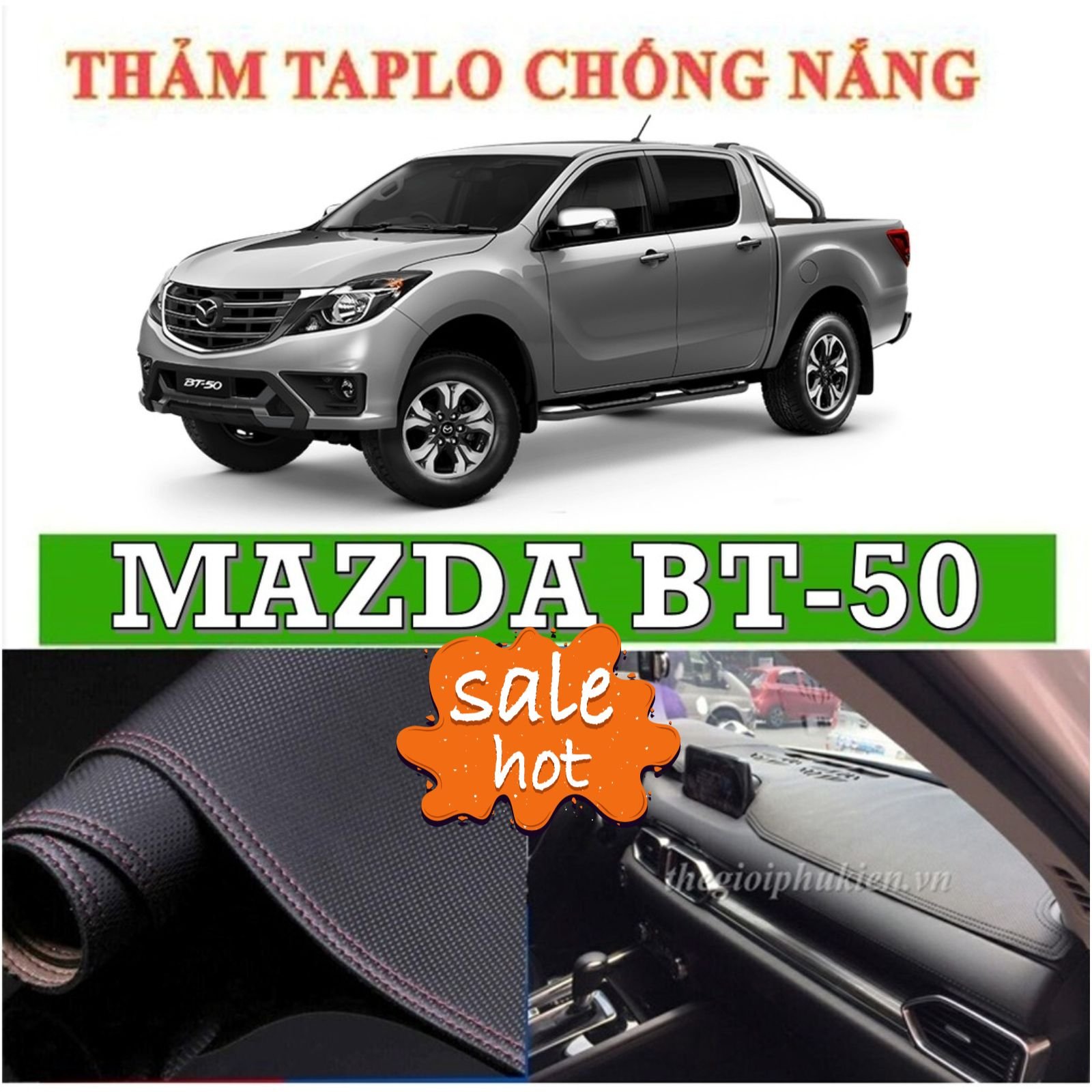 Thảm taplo MAZDA BT50 da vân carbon, chống nóng cho ô tô hiệu quả
