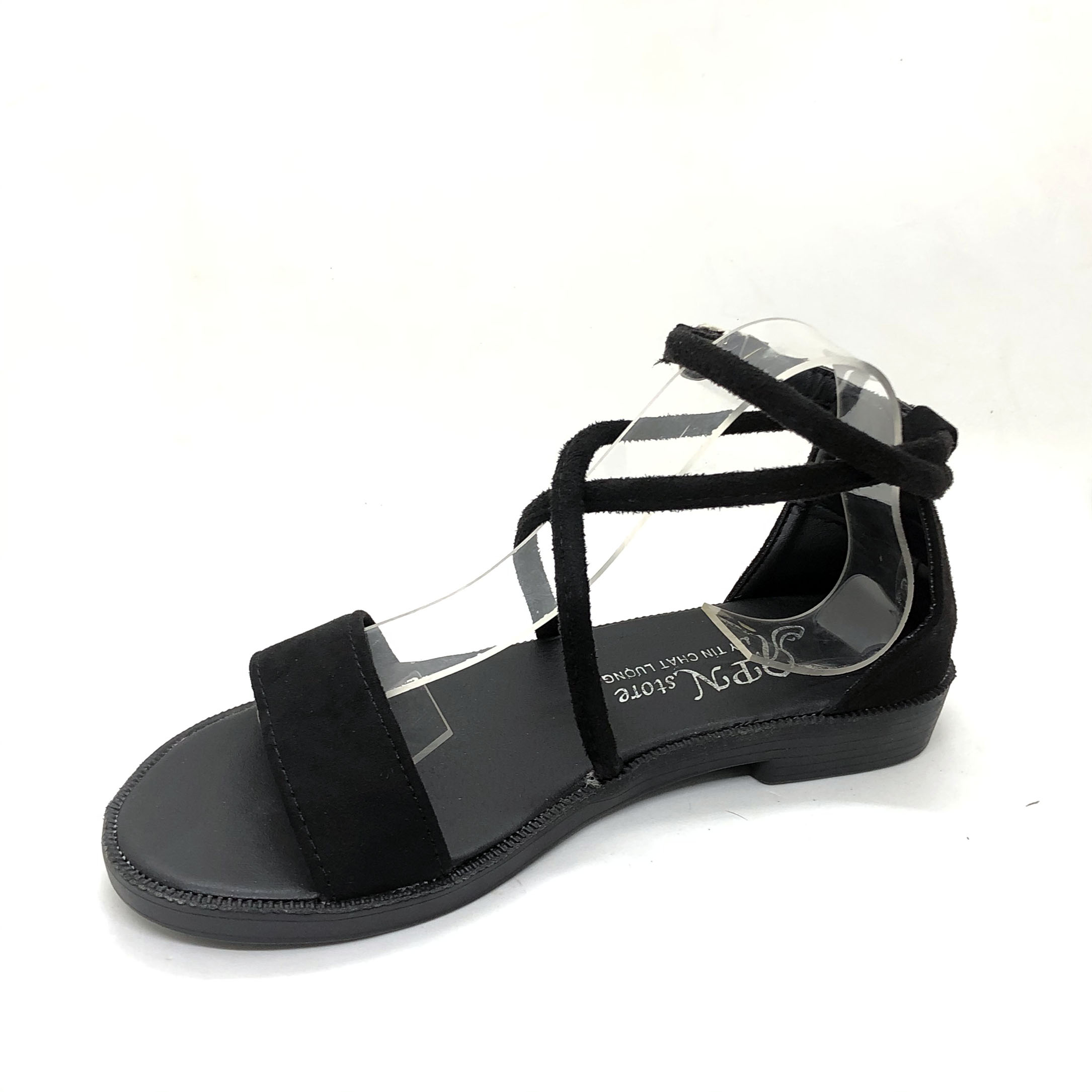 Giày sandal đế bệt chiến binh 2 dây chéo gót SD74