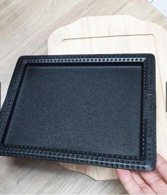 Chảo nướng rán vuông bằng gang chống dính Dragon 16x20cm