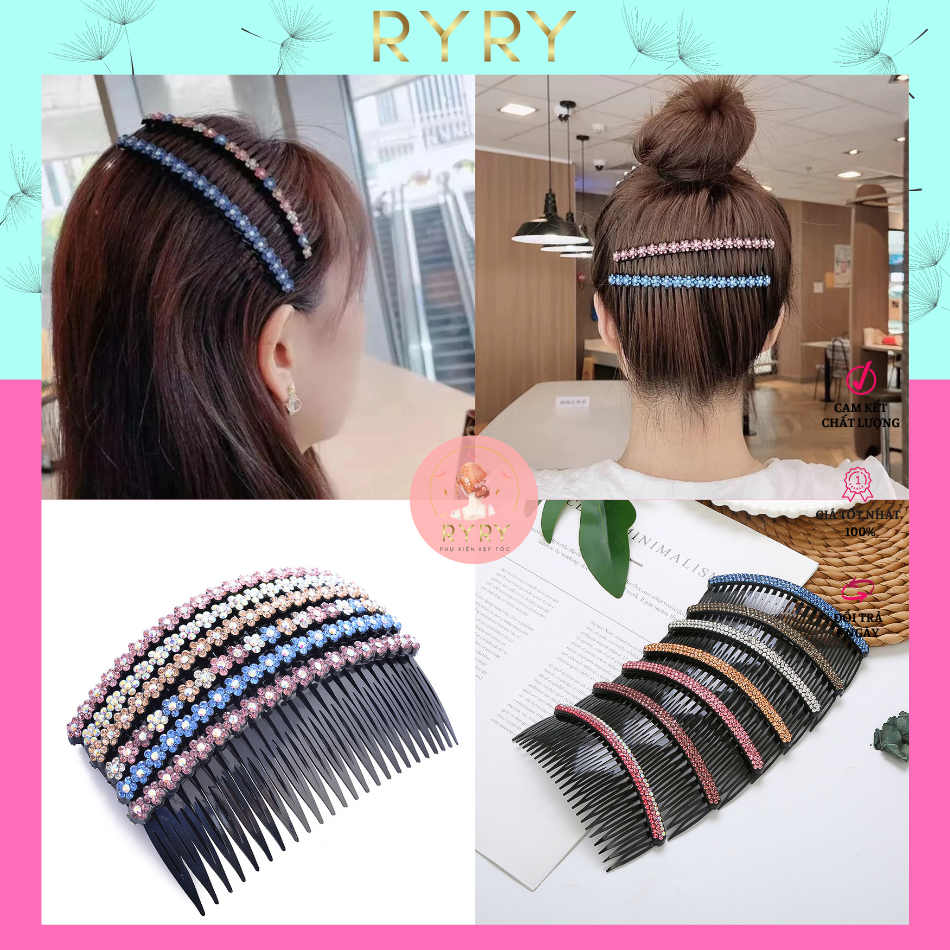 Cài Tóc Mái Nơ Đính Đá 12cm Xinh Xắn Cho Nữ