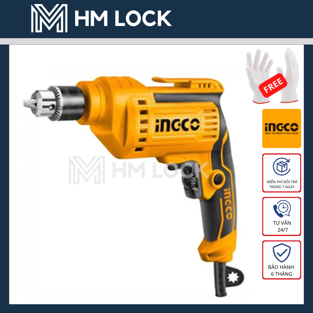 Máy khoan dùng điện 10mm ingco 500w - tặng 2 mũi khoan - hàng chính hãng - ed50028e