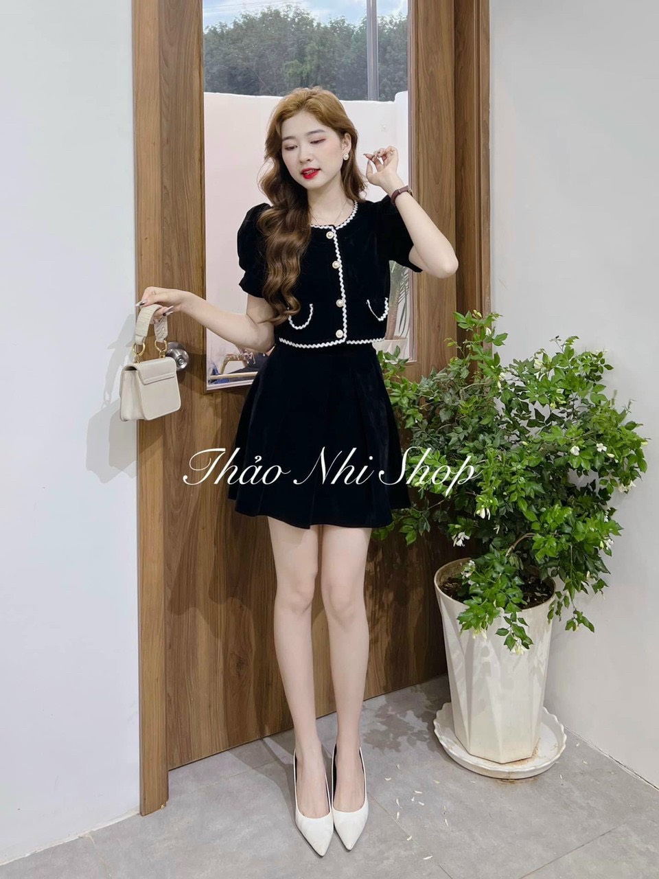Sét bộ váy chất nhung dạ hàng nhập qccc.