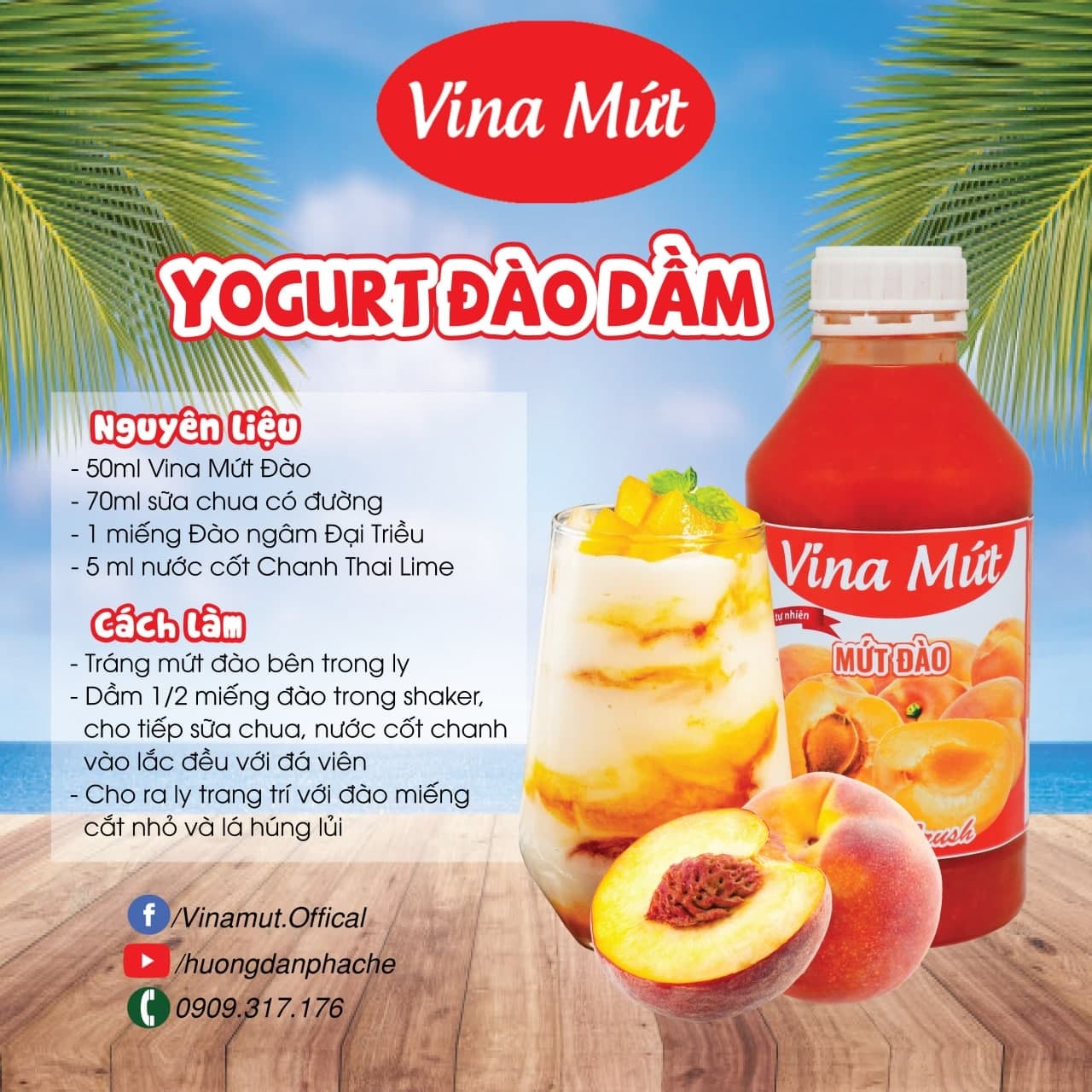 SINH TỐ ĐÀO VINA MỨT - 1000G