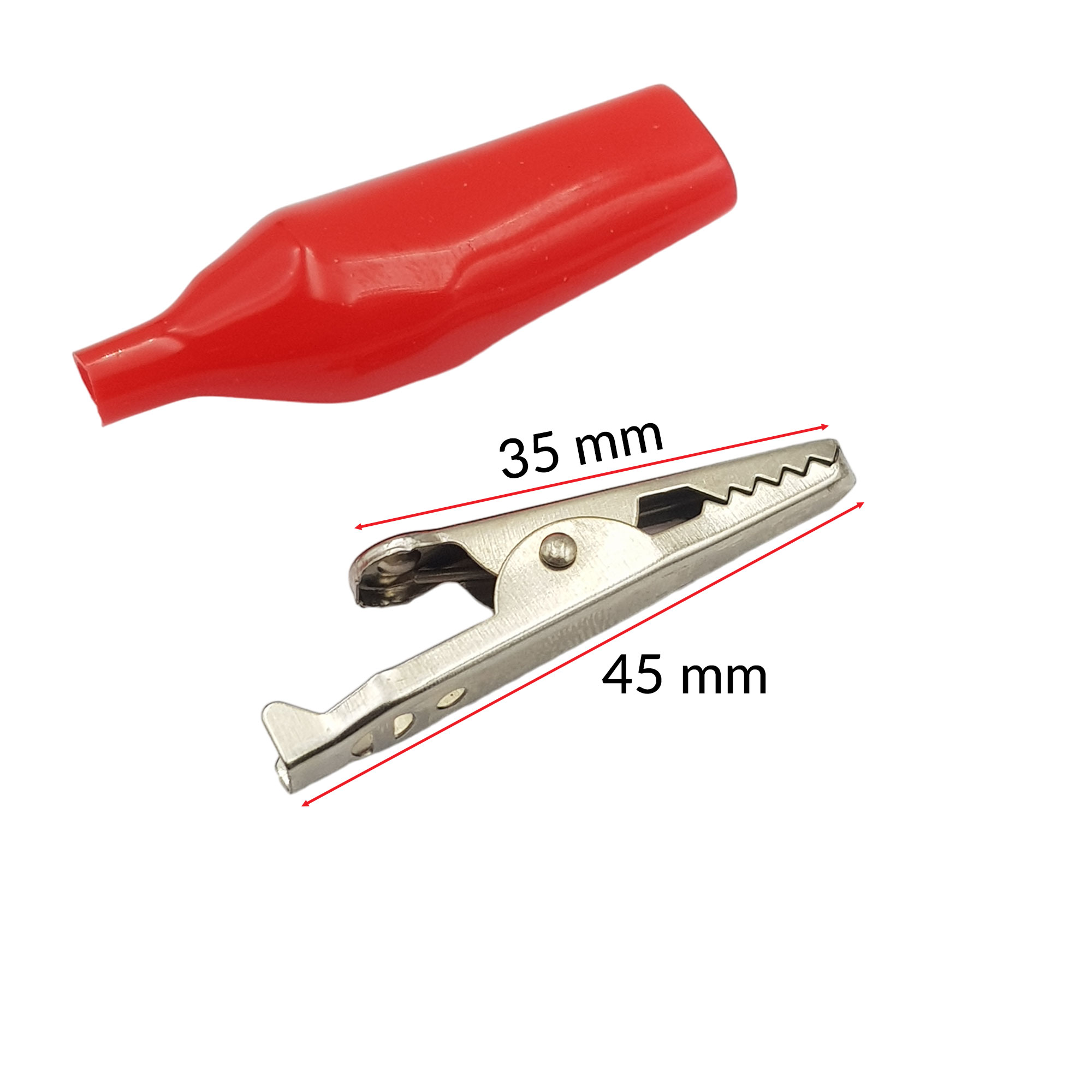 Kẹp cá sấu 5A 35x45mm (1 cặp đỏ đen)