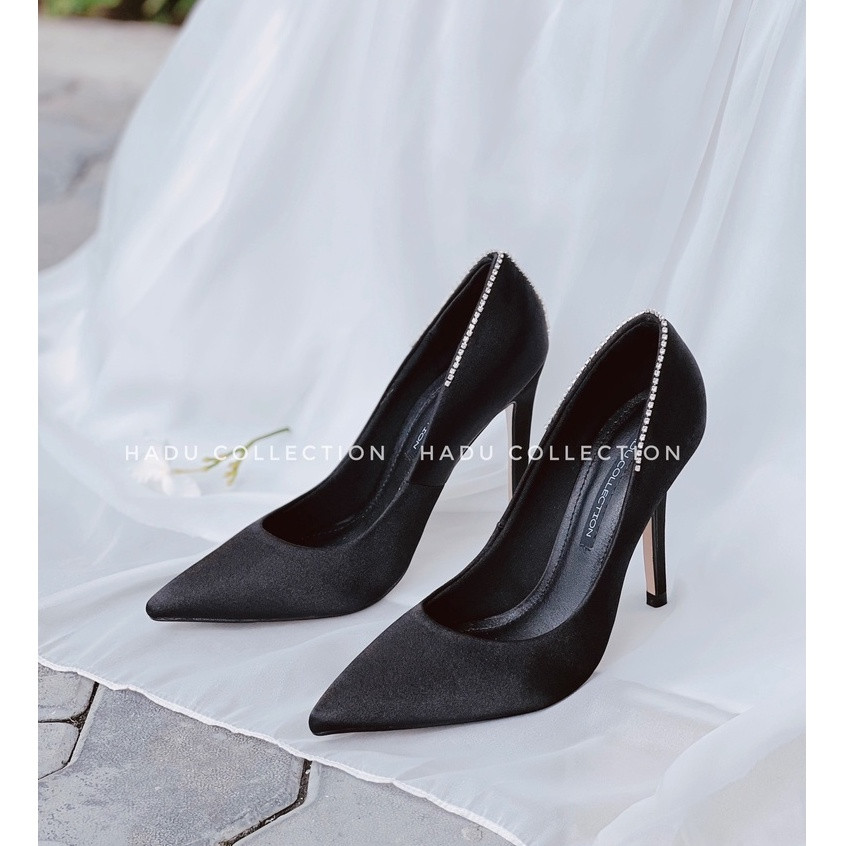 Dép cao gót đính đá mũi nhọn 9cm Gemstone Shadow HADU L946 - Bảo hành 24 tháng