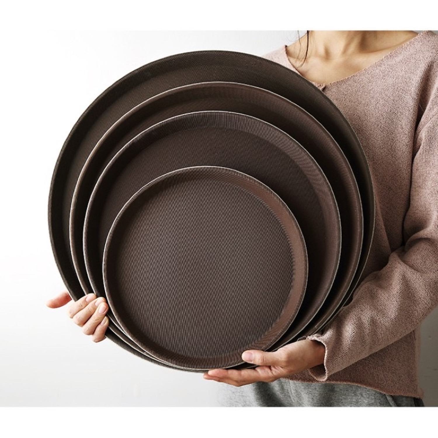 Khay Tròn Bê Đồ Chống Trượt Size 28cm, 35cm, 40cm