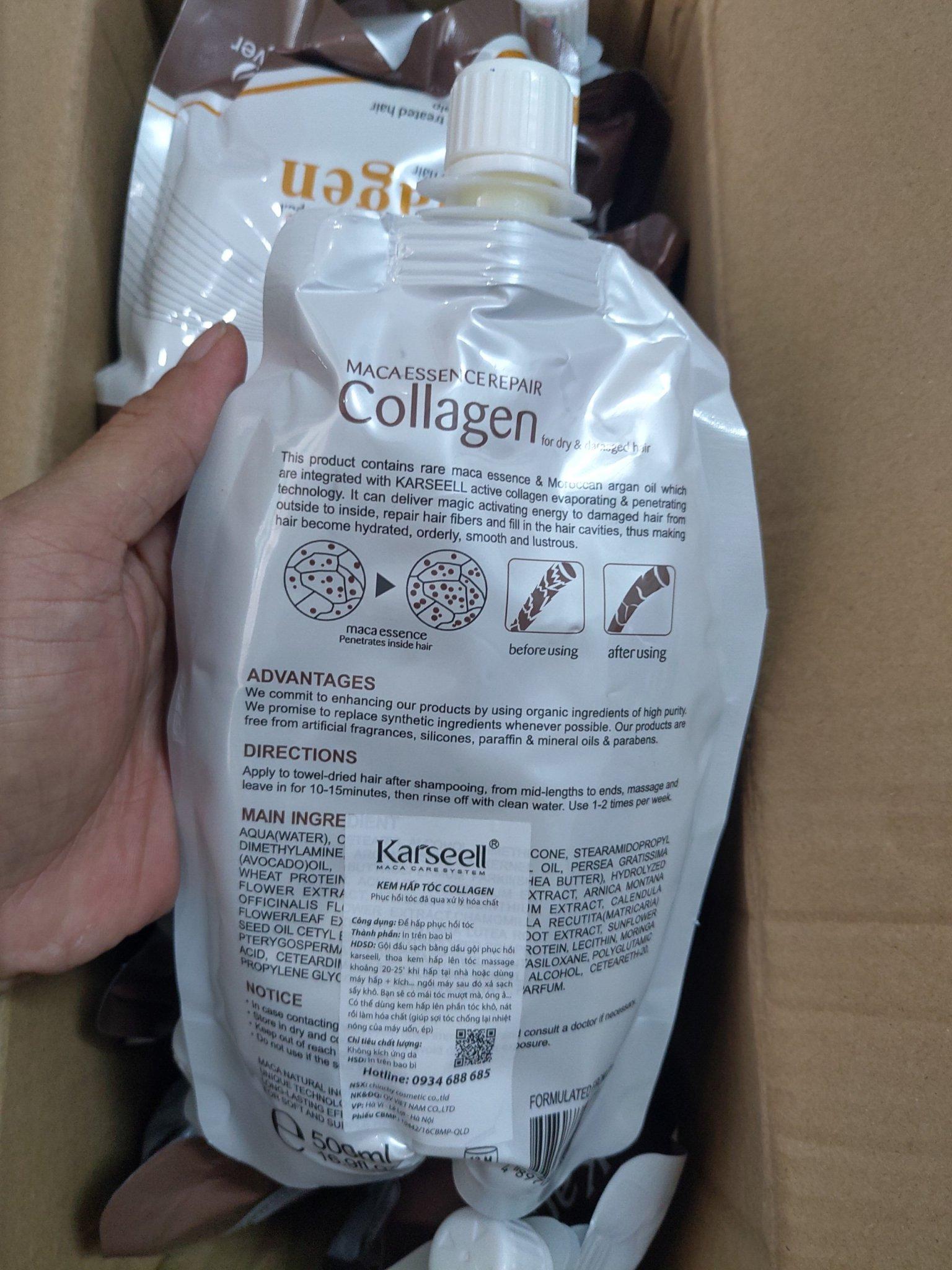KEM Ủ TÓC KARSEELL MACA COLLAGEN SIÊU MƯỢT TÓC ITALY 500ML