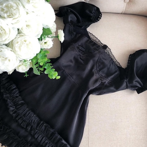 Black Swan Set - Black Swan Dress mix Corset Underbust Ultra Skinny Vest (Cicilia Vintage True Feedback)