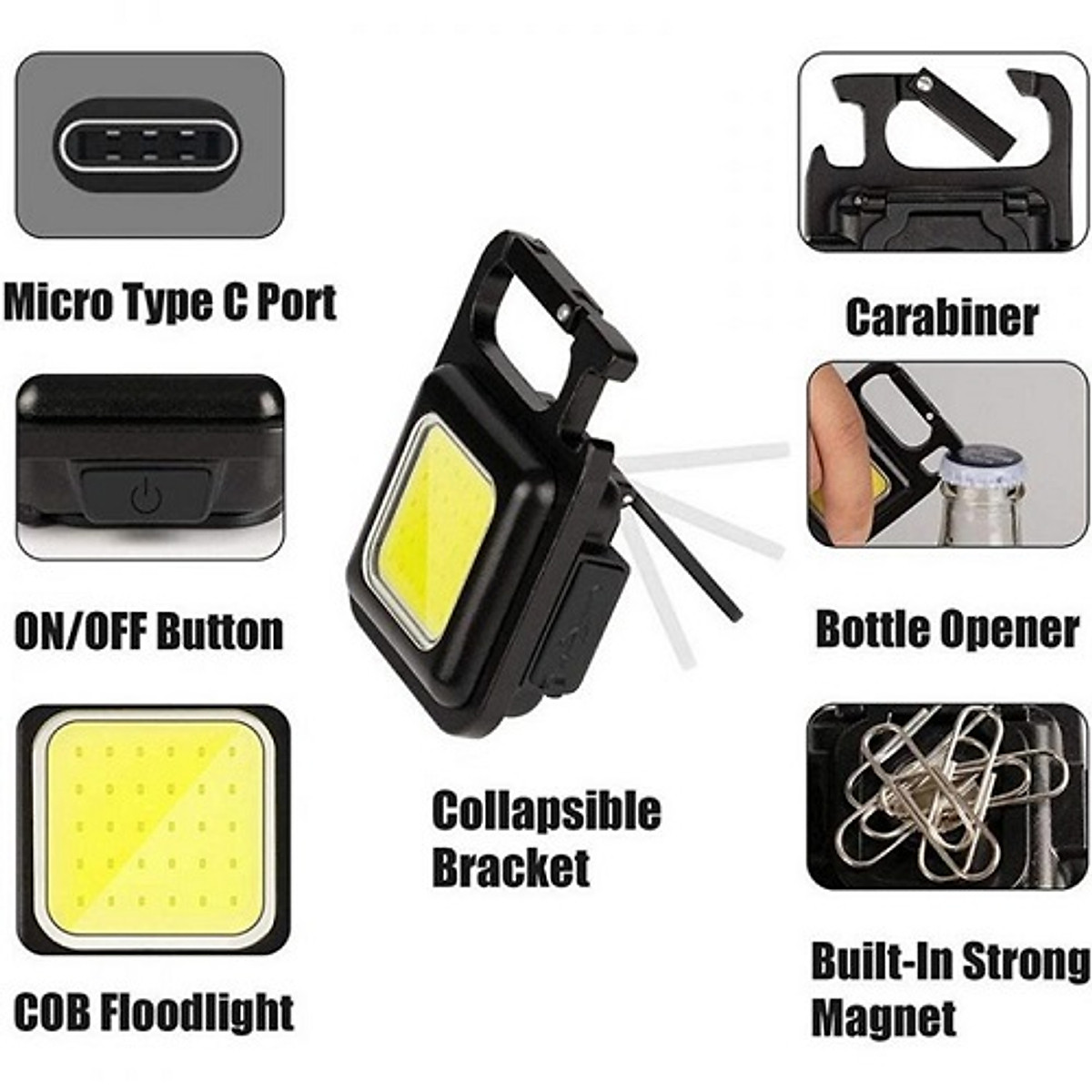 Móc Khóa Đèn LED Mini Siêu Sáng Sạc USB Tiện Dụng